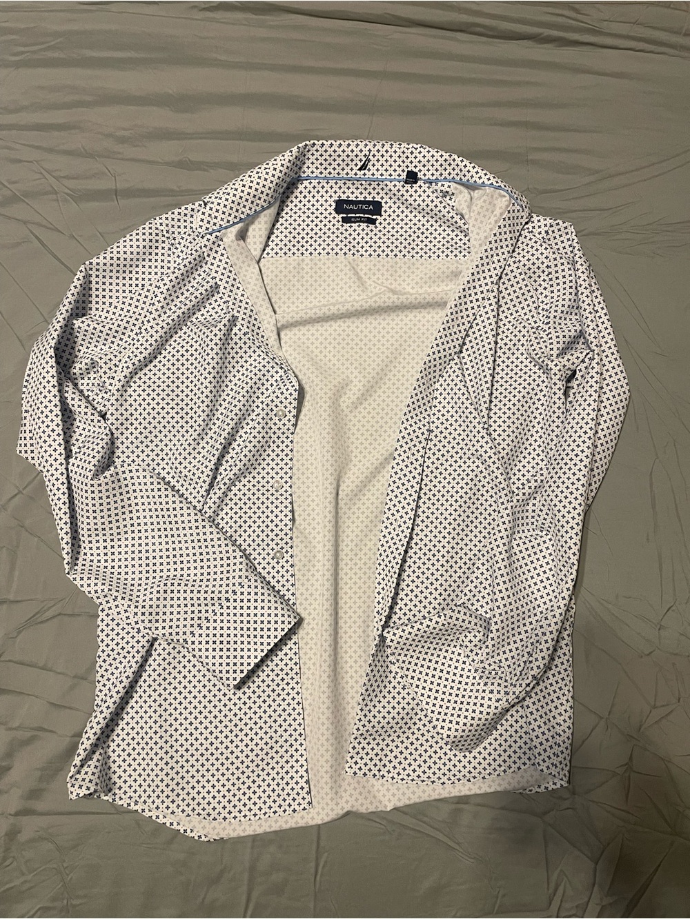 Nautica White Jacket with Navy Dot Pattern